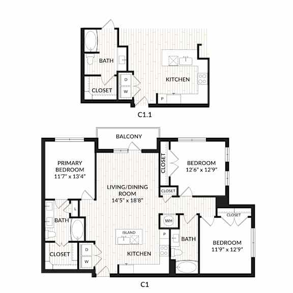 Aura Main Street New Apartments in Lewisville, Texas C1 Floor Plan