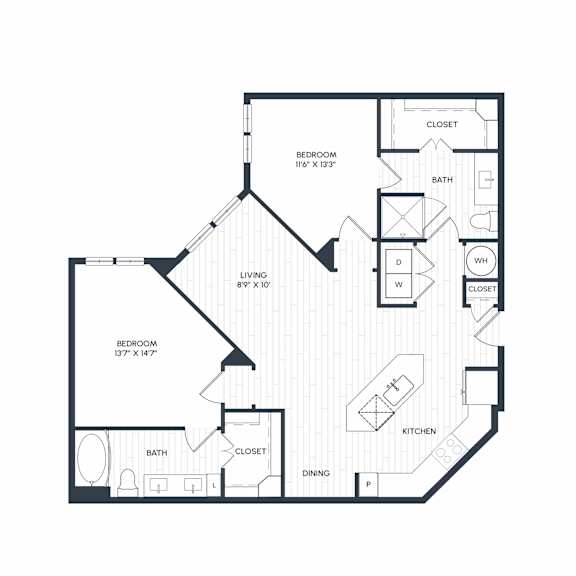Aura Northline Apartments in Plano, Texas Two Bedroom Floor Plan