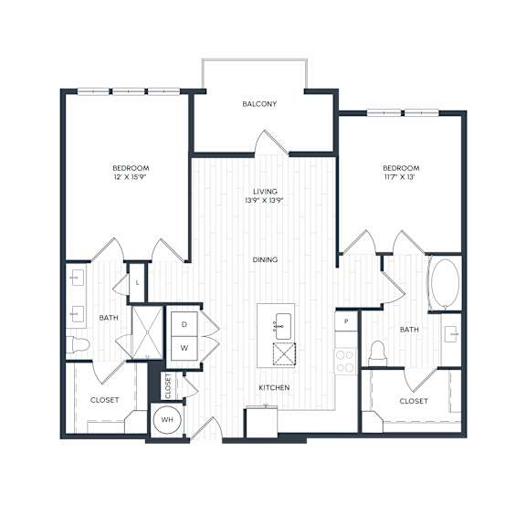 Aura Northline Apartments in Plano, Texas Two Bedroom Floor Plan