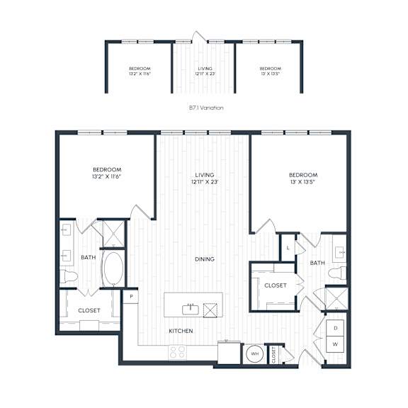 Aura Northline Apartments in Plano, Texas Two Bedroom Floor Plan