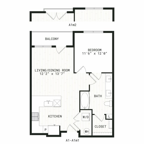 Aura Uptown Apartments in Phoenix, Arizona A1 Floor Plan