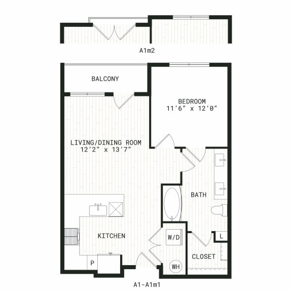 Aura Uptown Apartments in Phoenix, Arizona A1m2 Floor Plan