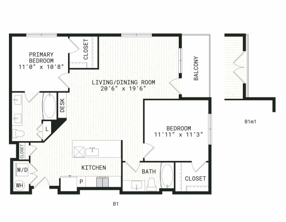 Aura Uptown Apartments in Phoenix, Arizona B1m1 Floor Plan