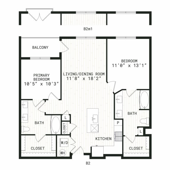Aura Uptown Apartments in Phoenix, Arizona B2 Floor Plan