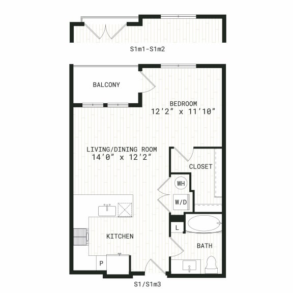 Aura Uptown Apartments in Phoenix, Arizona S1 Floor Plan