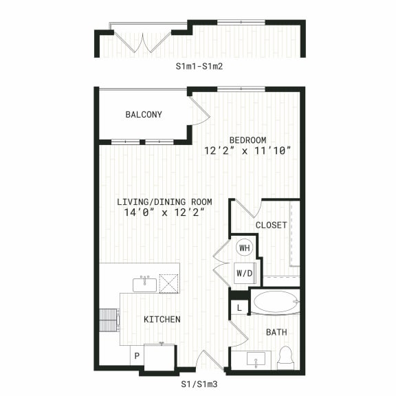 Aura Uptown Apartments in Phoenix, Arizona S1m3 Floor Plan