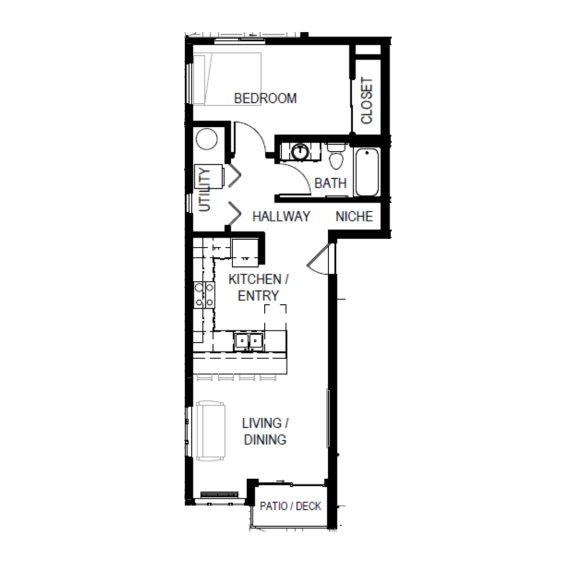 a floor plan of a 1 bedroom floor plan