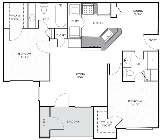A black and white image of a house floor plan.