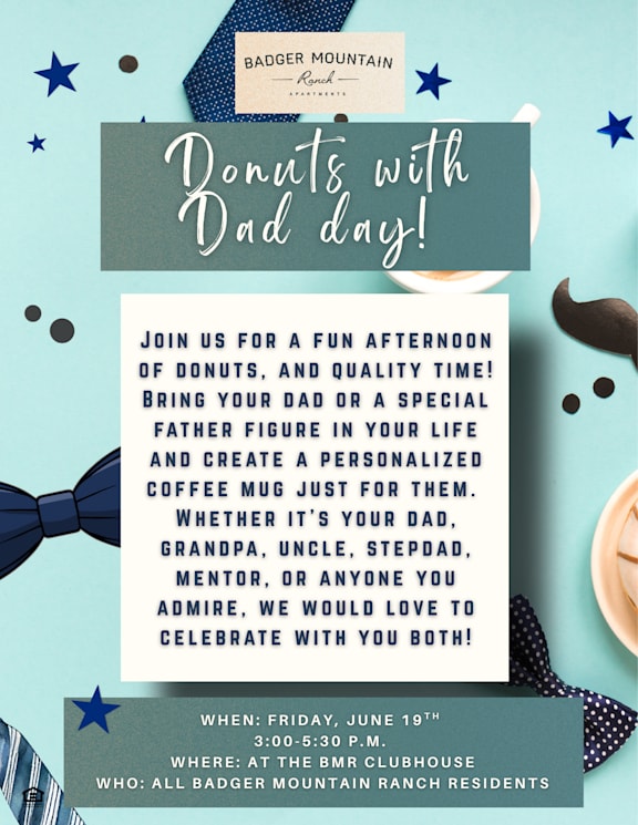 A flyer for a Dad's Day event at Badger Mountain Ranch.