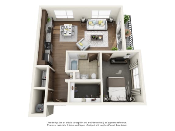 Boathouse Apartments 1x1 H Floor Plan
