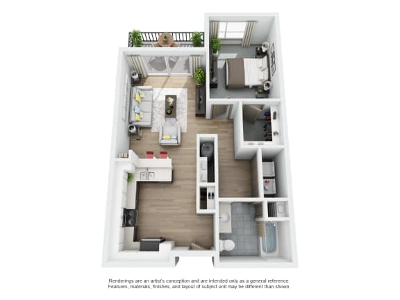 Boathouse Apartments 1x1 I Floor Plan