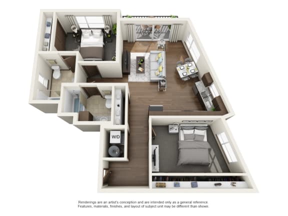 Boathouse Apartments 2 Bedroom D Floor Plan