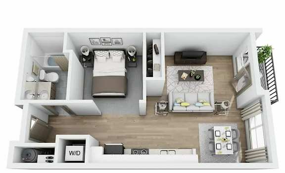 Boathouse Apartments in Portland, Oregon Studio Floor Plan