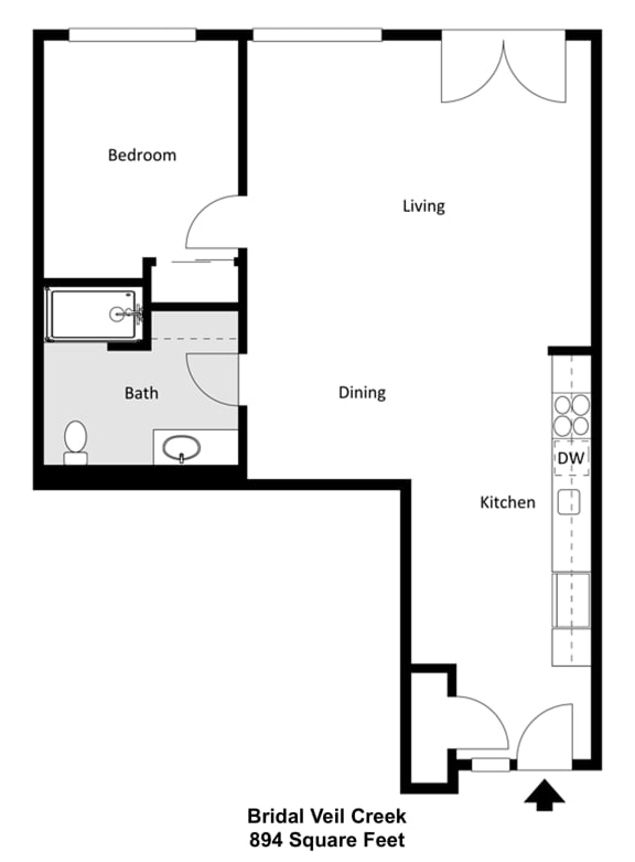 a floor plan of a house with a bedroom and a living room
