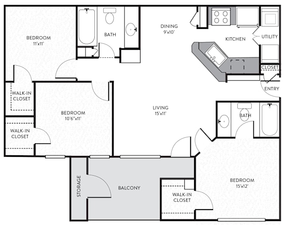 A black and white image of a house floor plan.