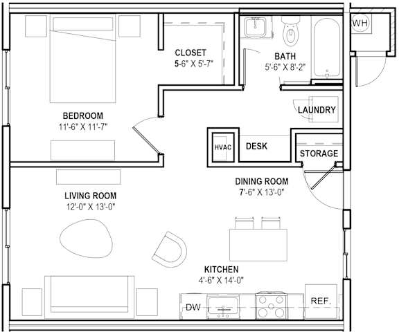Cabana Aldea Apartments in Glendale, Arizona 1 Bed 1 Bath Floor Plan