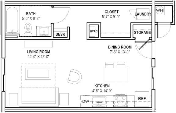 Cabana Aldea Apartments in Glendale, Arizona Studio Floor Plan
