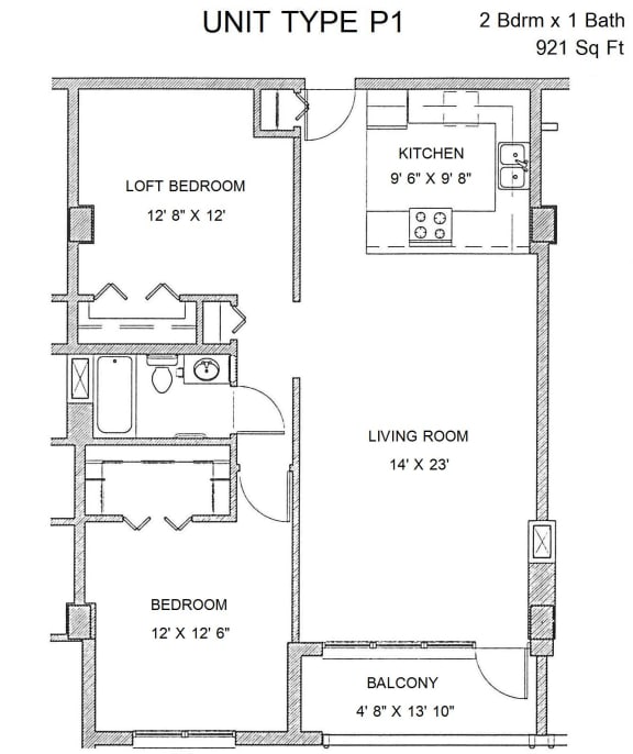Residences at Capitol Heights Apartment 2D floor plan - Lincoln