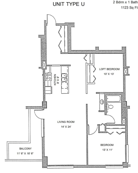 Residences at Capitol Heights Apartment 2D floor plan - Telluride