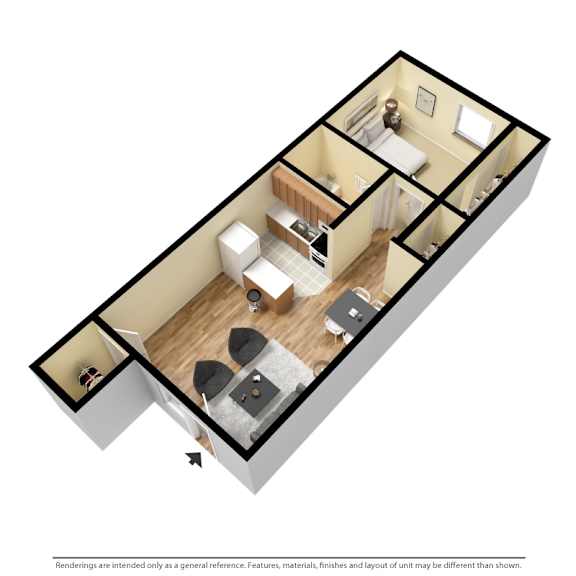 Casa Bella Apartments in Tucson, Arizona One Bedroom Floor Plan