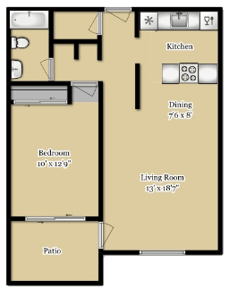 Casa Serena Apartments in Fremont, California One Bedroom Floor Plan