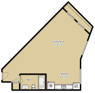 Casa Serena Apartments in Fremont, California Studio Floor Plan