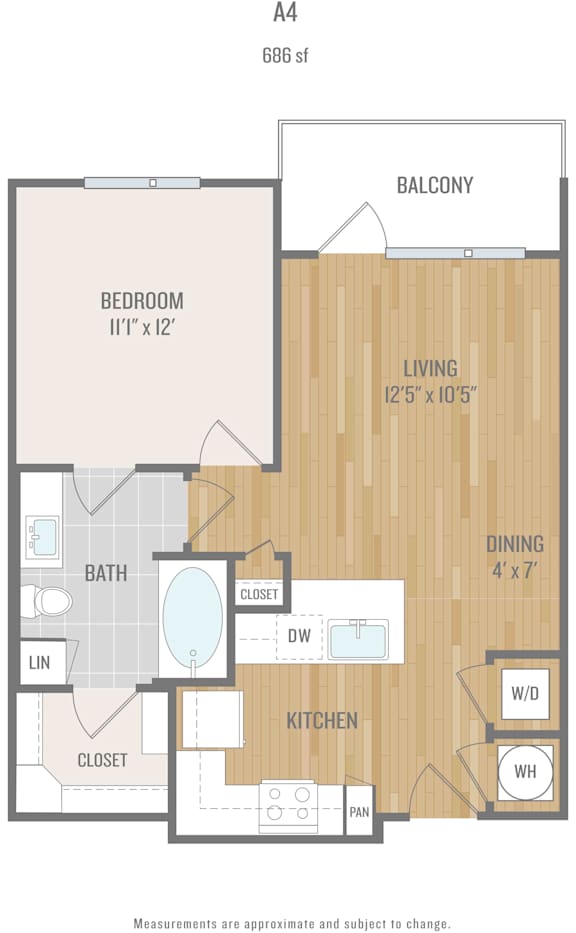 Centric One90 Apartments in Plano, Texas One Bedroom Floor Plan