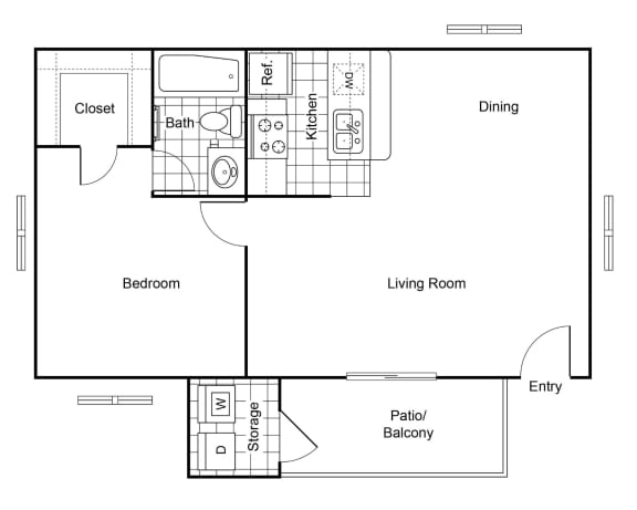 Cobble Hill Apartments in Fort Worth, Texas A1 Floor Plan