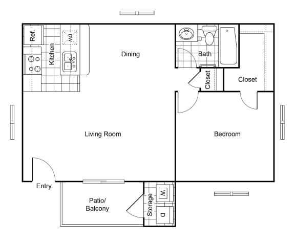 Cobble Hill Apartments in Fort Worth, Texas A2 Floor Plan