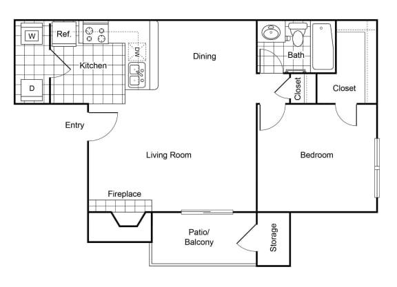 Cobble Hill Apartments in Fort Worth, Texas A3 Floor Plan