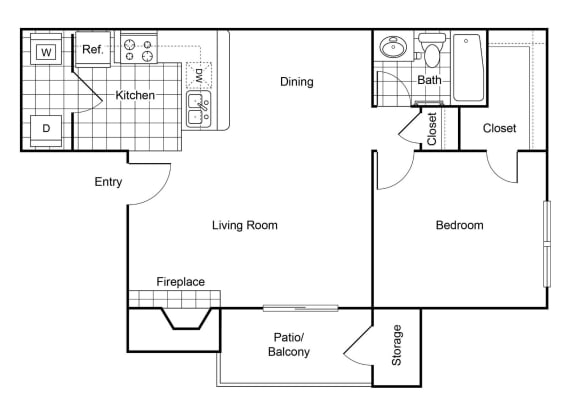 Cobble Hill Apartments in Fort Worth, Texas A3 Reno Floor Plan