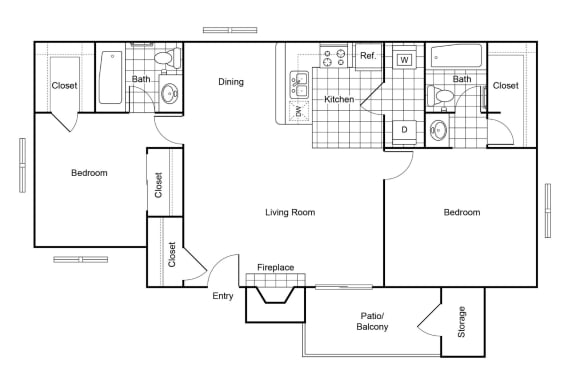 Cobble Hill Apartments in Fort Worth, Texas B1 Reno Floor Plan