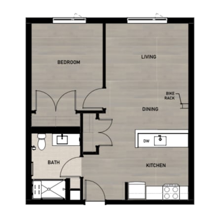 Copperleaf Northgate New Affordable Apartments in Seattle, Washington One Bedroom Floor Plan