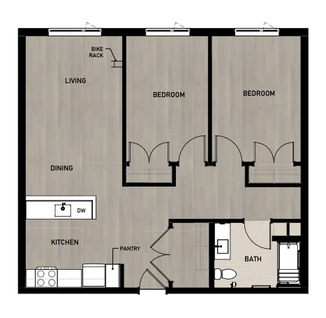 Copperleaf Northgate New Affordable Apartments in Seattle, Washington Two Bedroom Floor Plan