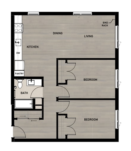 Copperleaf Northgate New Affordable Apartments in Seattle, Washington Two Bedroom Floor Plan