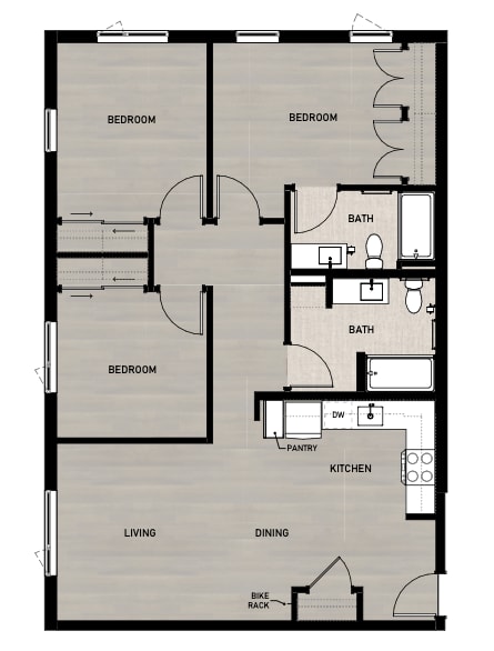 Copperleaf Northgate New Affordable Apartments in Seattle, Washington Three Bedroom Floor Plan