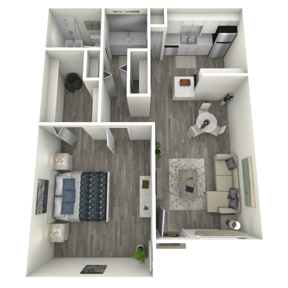 Tides on South Mill 1x1 Floor Plan