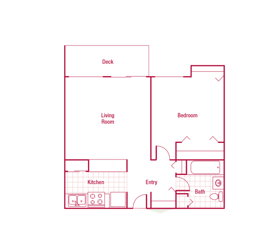 Coronado Tower 1 Bed 1 Bath Floor Plan