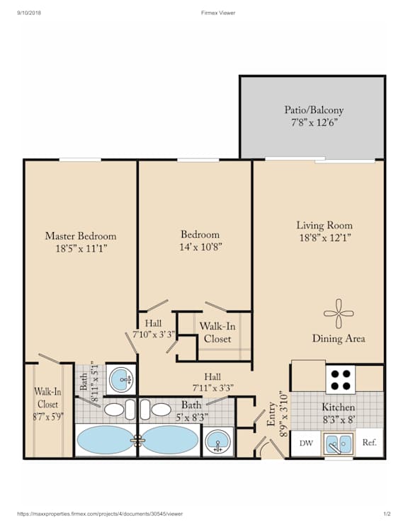 A floor plan for a home with a master bedroom, living room, dining area, kitchen, and bathroom.