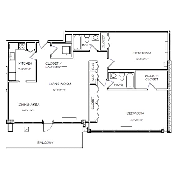 A black and white floor plan of a house with labeled rooms.
