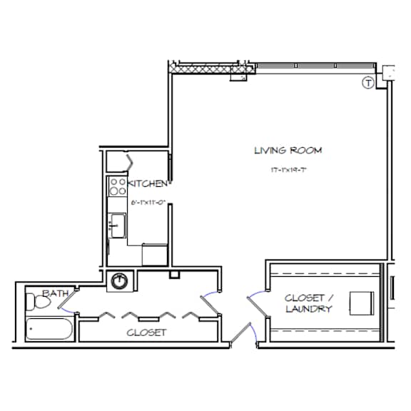 Crystal House Apartments in Arlington, Virginia Studio Floor Plan