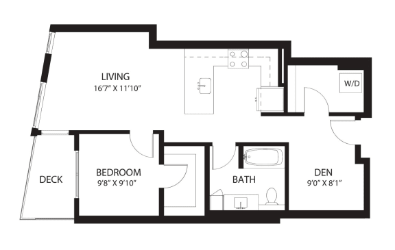 Vela Apartments D1 with Den Floor Plan