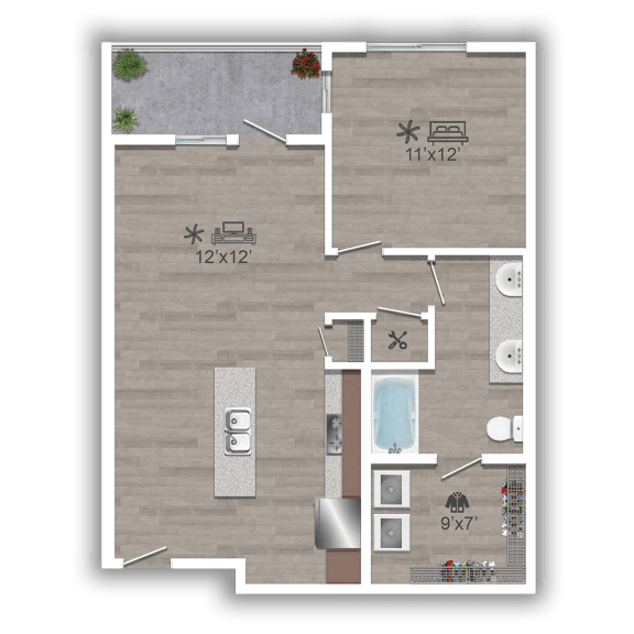 Discovery at the Realm Apartments 1A 2D Floor Plan