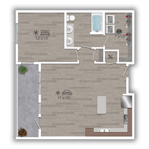 Discovery at the Realm Apartments 1B 2D Floor Plan