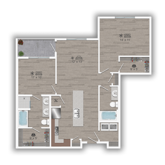 Discovery at the Realm Apartments 2F 2D Floor Plan