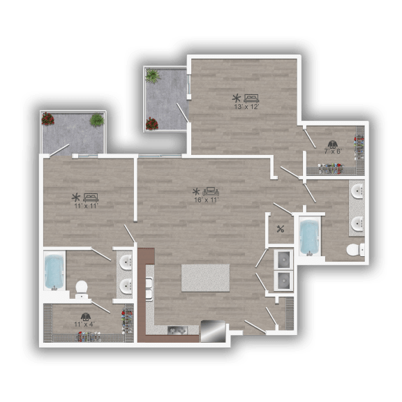 Discovery at the Realm Apartments 2G 2D Floor Plan