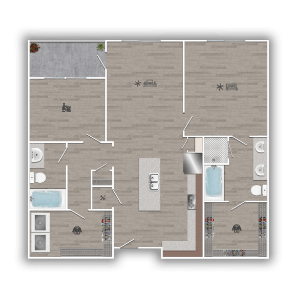 Discovery at the Realm Apartments 2I 2D Floor Plan