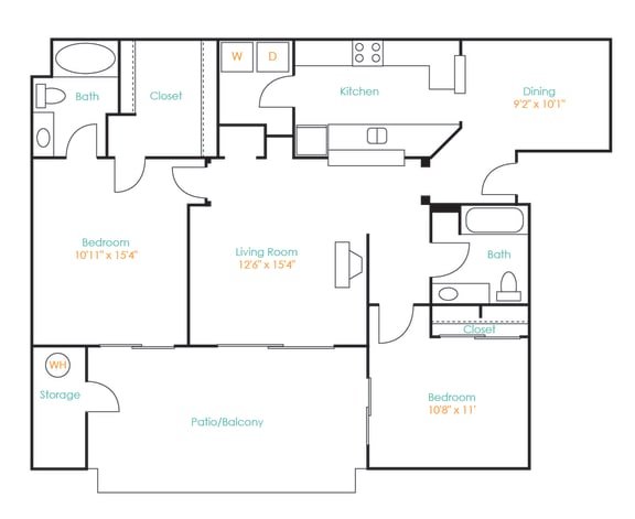 Desert Mirage 2 Bed 2 Bath B Floor Plan