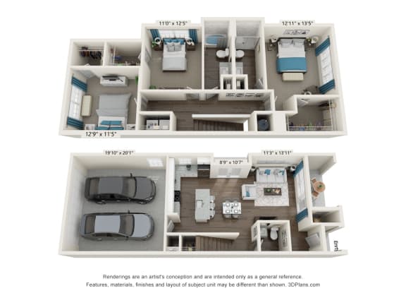 The Dylan Apartments TH 2 Floor Plan