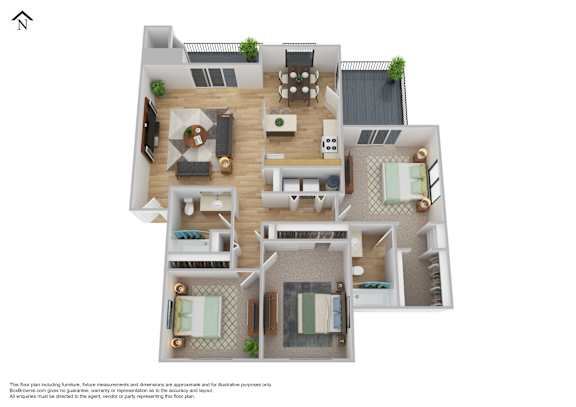 Eagle Rock Apartments in Spokane Valley, Washington Three Bedroom Floor Plan